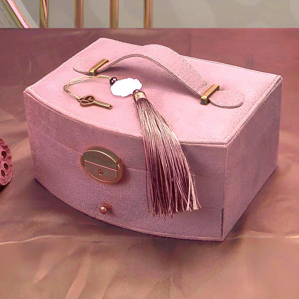 Pink Velvet Jewelry Box