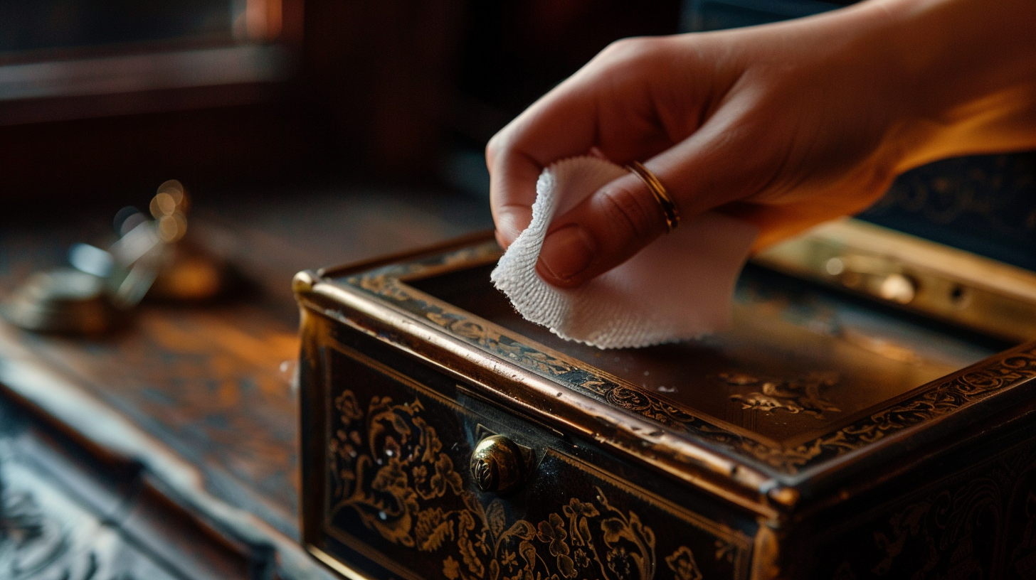 how to clean an antique jewelry box