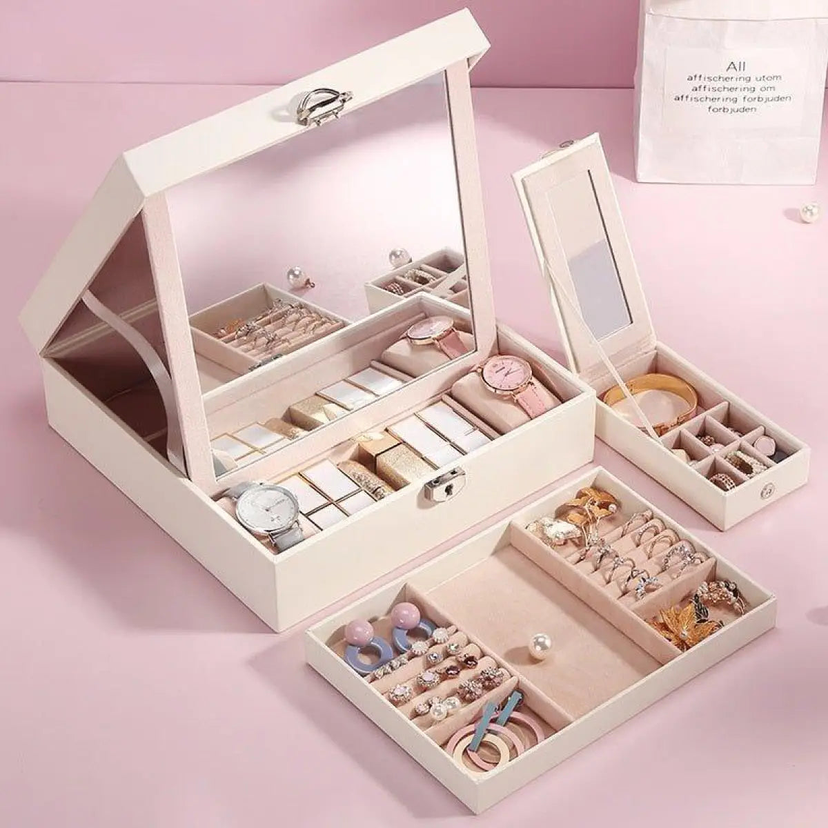 Locking Jewelry Box with Mirror | Jewelry Boxes