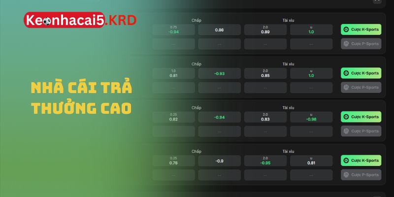 Nhà cái trả thưởng cao